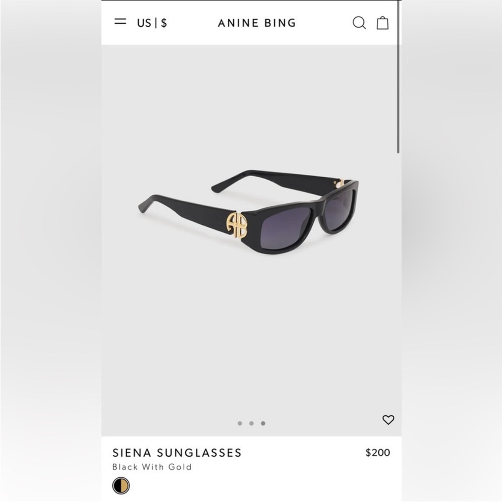 Anine Bing - Siena Sunglasses in Black w/ Gold